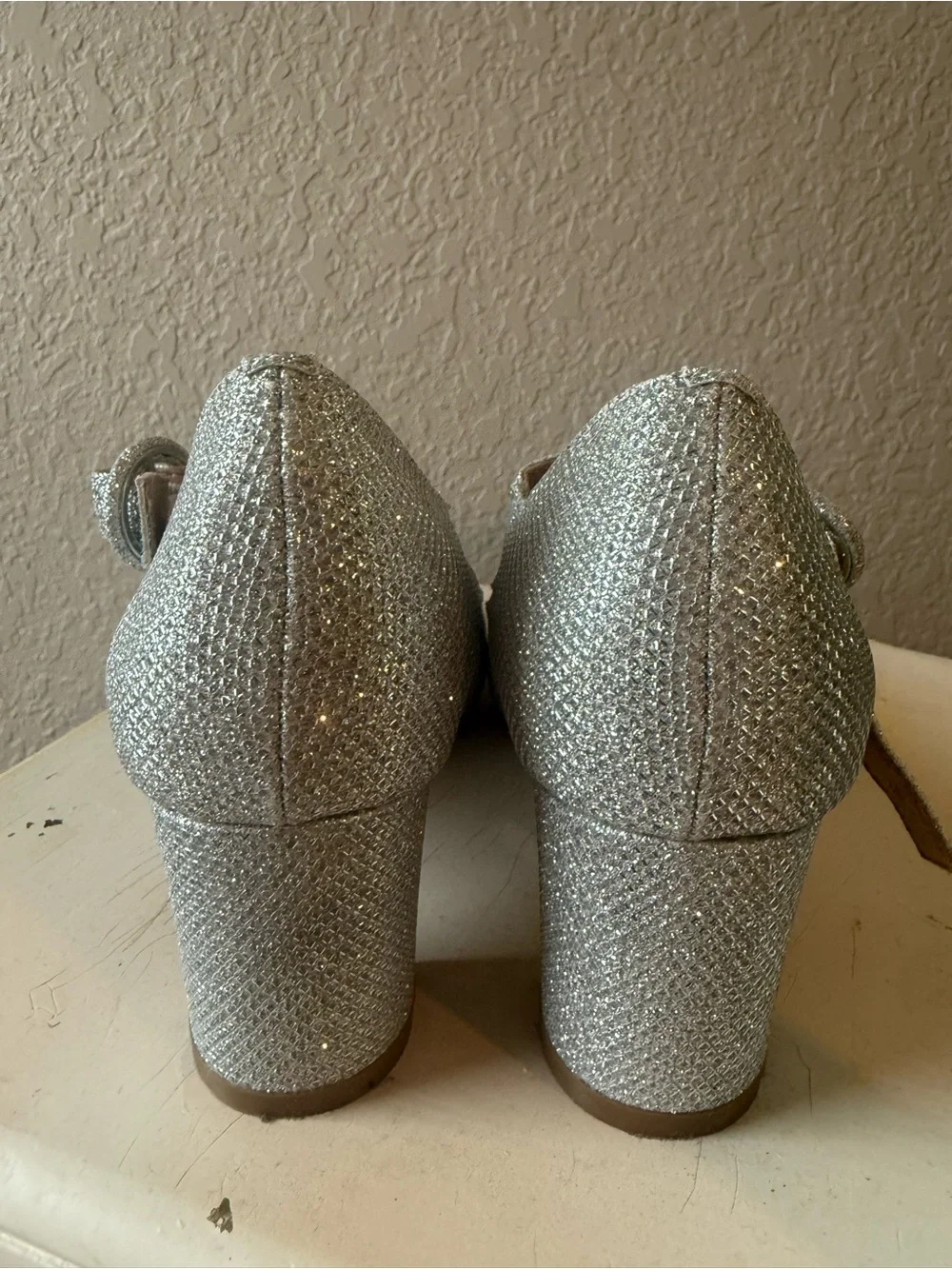 New Sparkling Silver Mary Jane Heels - Women's Dress Pumps